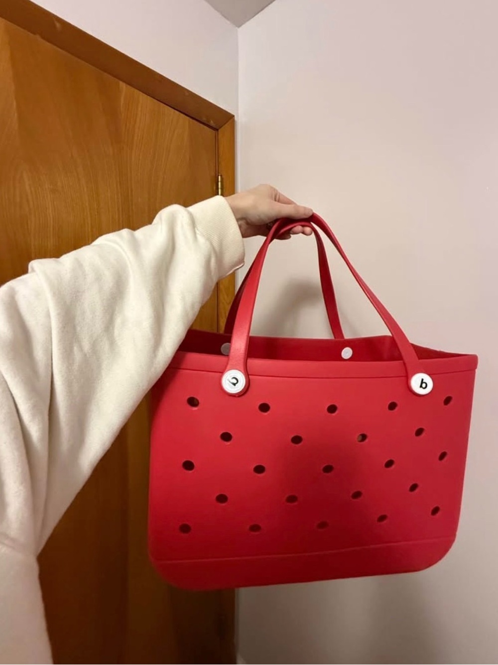 Large BOGG BAG Red Perforated Tote